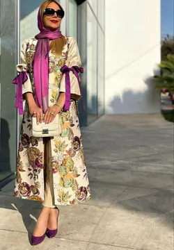 مانتو ژاکارد گل برجسته مجلسی ترک