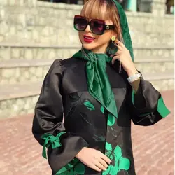 مانتو ژاکارد مشکی گلدار ترک