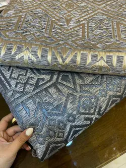 مانتو ژاکارد آبی مجلسی طرحدار ترک