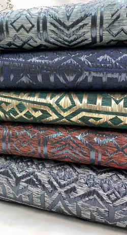 مانتو ژاکارد آبی مجلسی طرحدار ترک