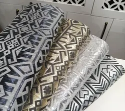 مانتو ژاکارد آبی مجلسی طرحدار ترک