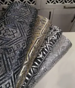 مانتو ژاکارد آبی مجلسی طرحدار ترک