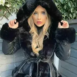 پالتو خز عروسکی کلاهدار کوتاه اورجینال ترک palto khaz aroosaki