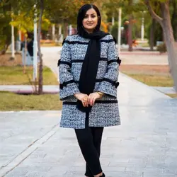 پالتو شانل طوسی طرحدار ترک