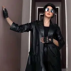 پالتو چرم مشکی زنانه ترک