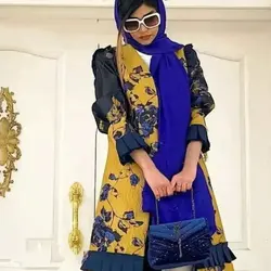 مانتو ژاکارد زرد برجسته ترک