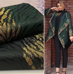 مانتو ژاکارد سبز مجلسی طرحدار ترک