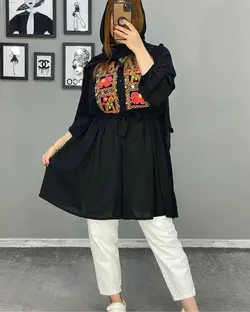 مانتو کرپ و سوزن دوزی هندی