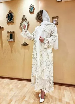 مانتو تور اپلیکه دوزی و کرپ مجلسی زنانه اورجینال ترک