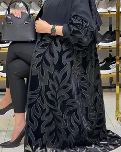 مانتو تور مخمل با آستر کرپ مشکی مجلسی اورجینال ترک