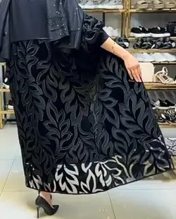 مانتو تور مخمل با آستر کرپ مشکی مجلسی اورجینال ترک