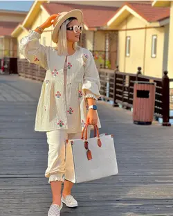 مانتو لینن شیک هندی پولک دوزی manto linen