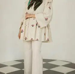 مانتو لینن شیک هندی پولک دوزی manto linen