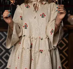 مانتو لینن شیک هندی پولک دوزی manto linen