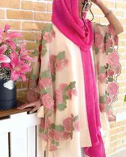 مانتو تور گلدوزی و کرپ زیبای مجلسی اورجینال ترک