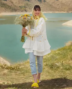 مانتو خامه دوزی و لینن عروسکی ترک