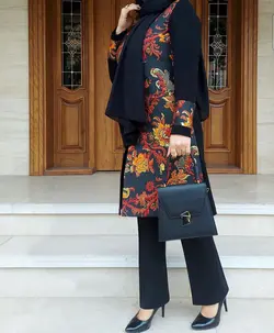 مانتو ژاکارد مشکی مجلسی تافته کره و کرپ بهاره ترک