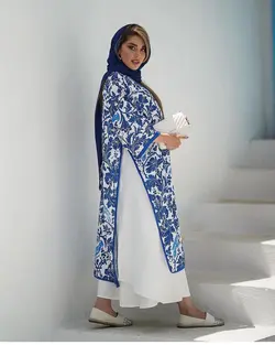 مانتو دامن ژاکارد حصیری و کرپ دو رنگ شیک ترک