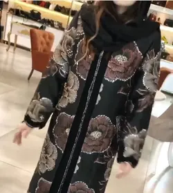 مانتو ژاکارد مشکی مجلسی جواهردوزی ترک