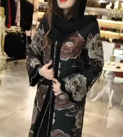 مانتو ژاکارد مشکی مجلسی جواهردوزی ترک