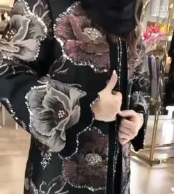 مانتو ژاکارد مشکی مجلسی جواهردوزی ترک