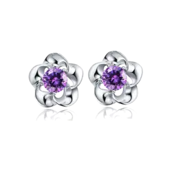 گوشواره نقره گلشید بنفش