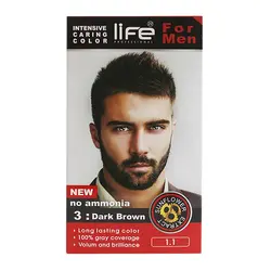 کیت رنگ مو بدون آمونیاک مردانه لایف قهوه ای تیره شماره 3