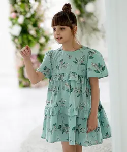 پیراهن آستین پفی دامن دوطبقه