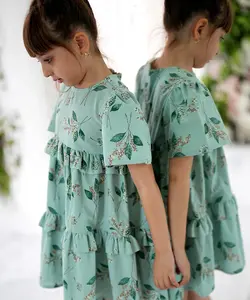 پیراهن آستین پفی دامن دوطبقه