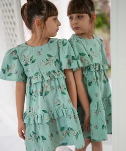 پیراهن آستین پفی دامن دوطبقه