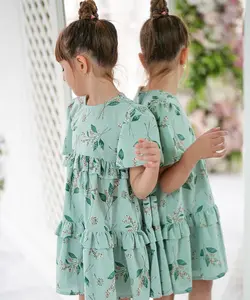 پیراهن آستین پفی دامن دوطبقه