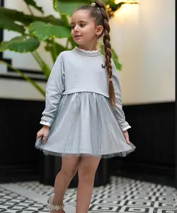 پیراهن دامن راه راه و تور