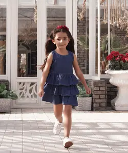 پیراهن جین نازک دامن سه طبقه ترنم