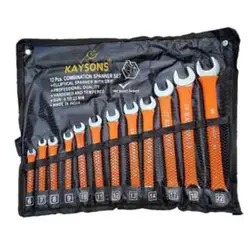 مجموعه 12 عددی آچار یکسر تخت یکسر رینگی روکش دار کنیوس