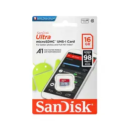 کارت حافظه MicroSDXC سن دیسک مدل Ultra A1 کلاس 10 سرعت 98MBps با ظرفیت 16 گیگابایت