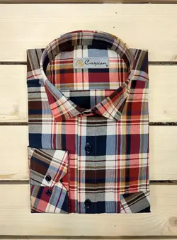 پیراهن مجلسی چهارخانه فلامنت یک سانت مشکی قرمز