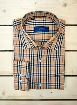 پیراهن مجلسی چهارخانه پنبه فلامنت پنج سانت