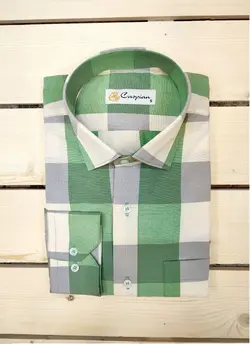 پیراهن مجلسی چهارخانه پنبه فلامنت پنج سانت سبز