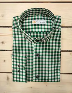 پیراهن چهارخانه پنبه ویسکوز یک سانت سبز