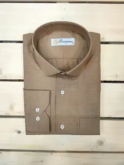 پیراهن مجلسی چهارخانه حریران یک سانت نسکافه ای