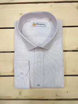 پیراهن مجلسی رنگی راه راه پنبه فلامنت چهار میل بنفش