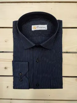 پیراهن مجلسی راه راه پنبه فلامنت چهار میل سفید