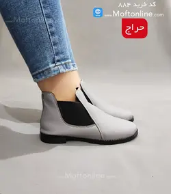 نیم بوت بغل کش رویه چرم زنانه کد 884