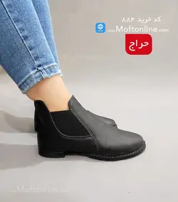 نیم بوت بغل کش رویه چرم زنانه کد 884