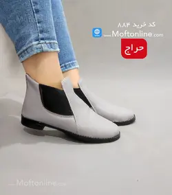 نیم بوت بغل کش رویه چرم زنانه کد 884