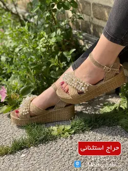 صندل زنانه کنفی مرواریدی رکابدار کد 713