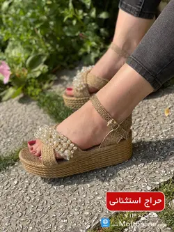 صندل زنانه کنفی مرواریدی رکابدار کد 713