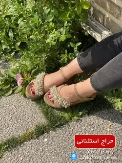 صندل زنانه کنفی مرواریدی رکابدار کد 713