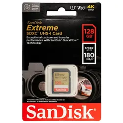 کارت حافظه SDXC سن دیسک مدل Extreme کلاس 10 استاندارد UHS-I U3 سرعت 180MBps ظرفیت 128 گیگابایت