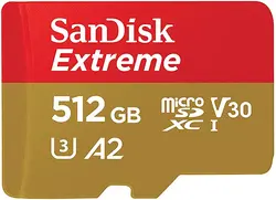 کارت حافظه microSDXC سن دیسک مدل Extreme کلاس A2 استاندارد UHS-I U3 سرعت 190MBps ظرفیت 512 گیگابایت